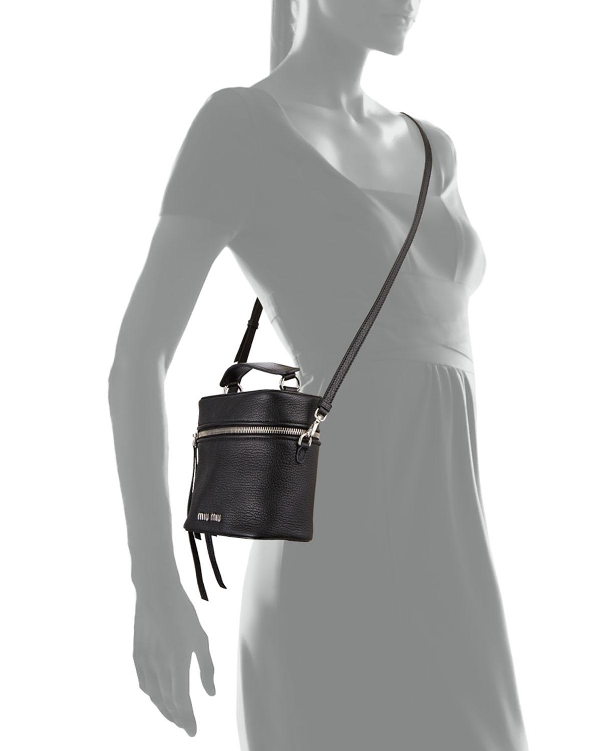 Miu Miu Madras Leather Box Top Handle Bag in Black Lyst