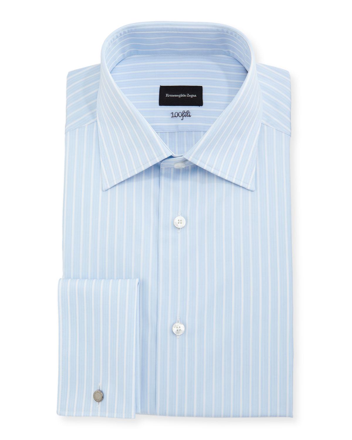 Lyst - Ermenegildo Zegna 100fili Striped Cotton Dress Shirt in Blue for Men