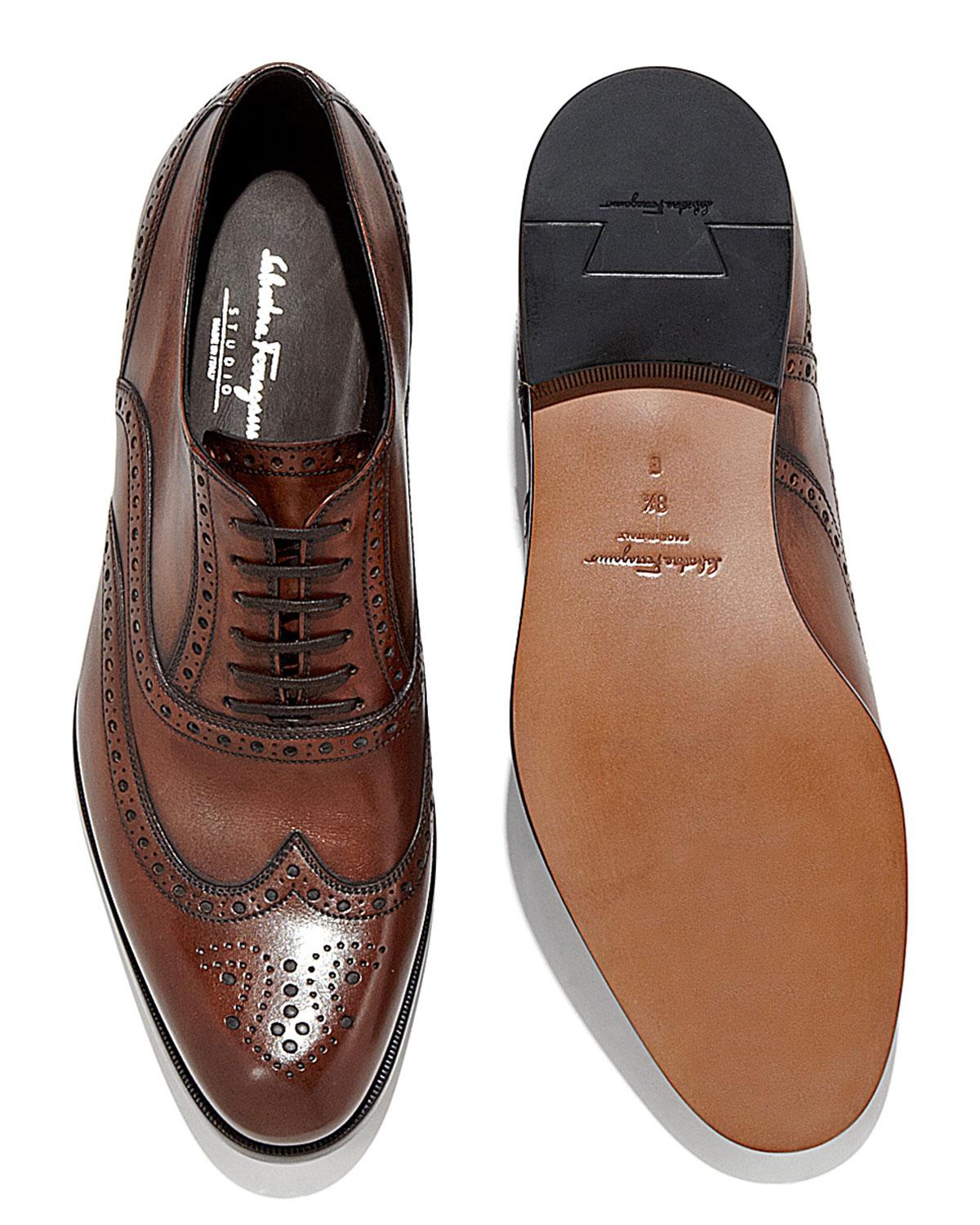 Lyst Ferragamo Gerard Calfskin Wingtip Laceup Oxford