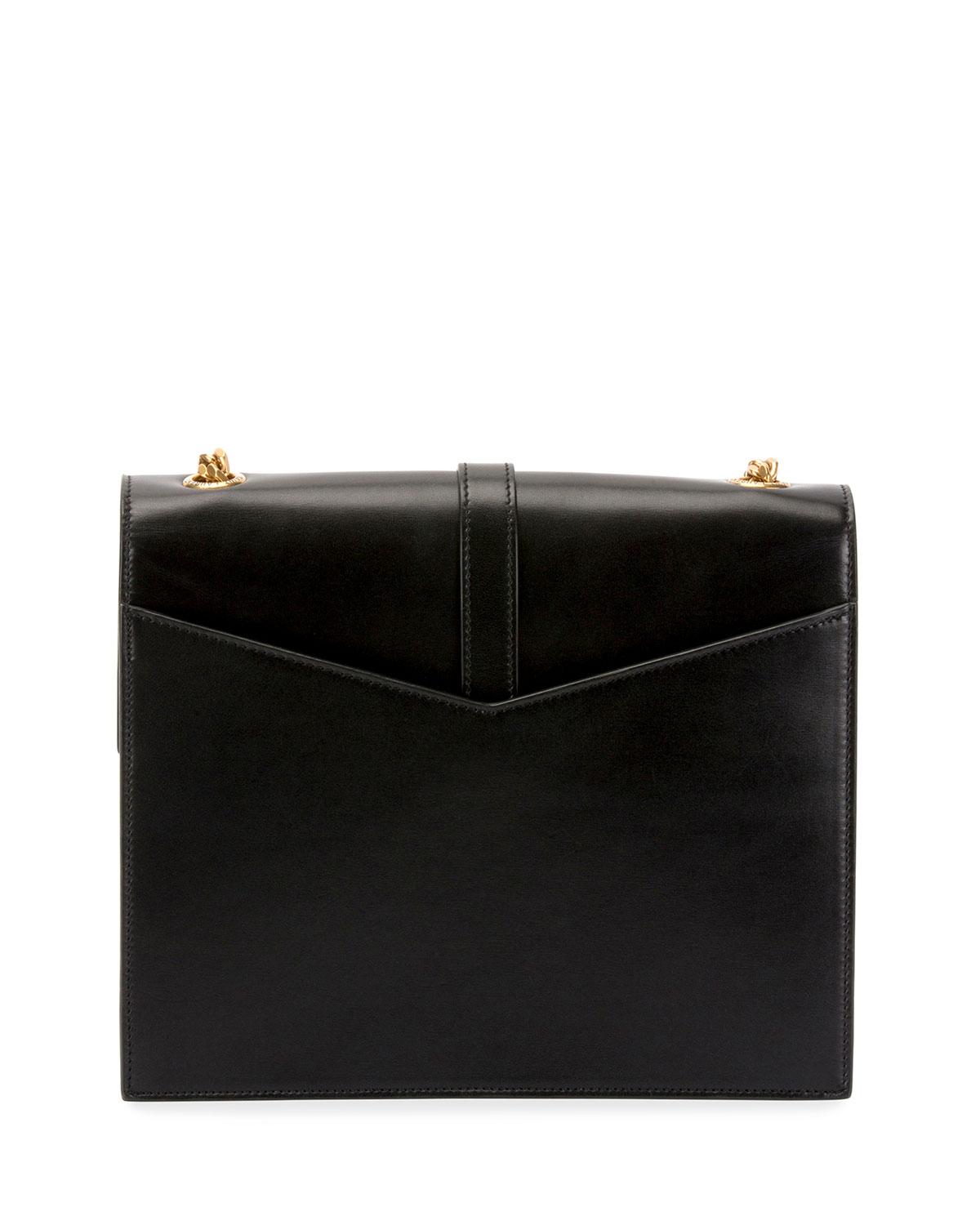 Saint Laurent Sulpice Medium Ysl Monogram Leather Triple V-flap Crossbody Bag in Black - Lyst