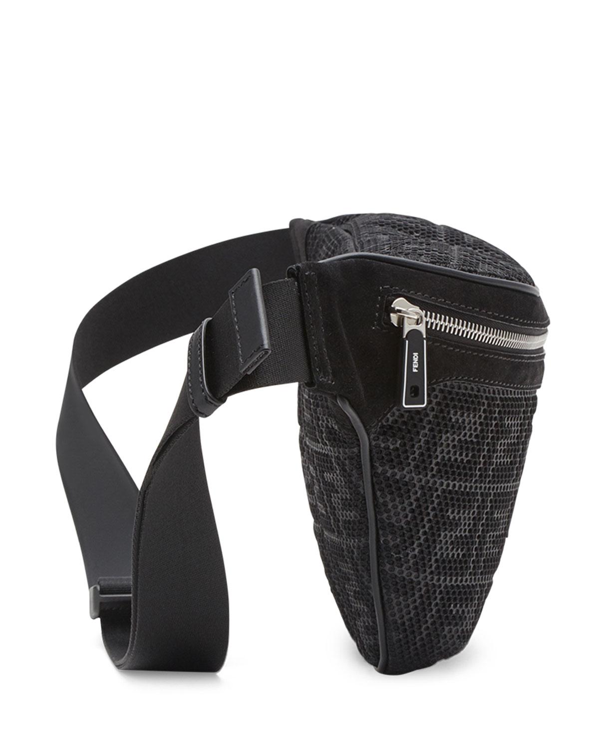 Fendi Men's Ff Perforated Belt Bag/fanny Pack in Black for Men Lyst