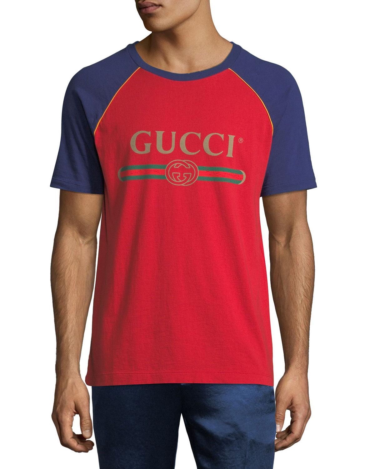 Lyst - Gucci Bicolor Logo Bicolor T-shirt in Red for Men
