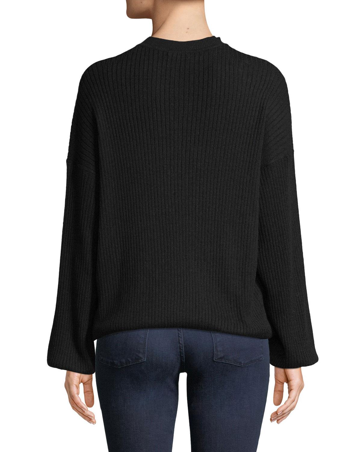 See By Chloé Long-sleeve Wool Pullover Sweater With Lace Inset in Black ...