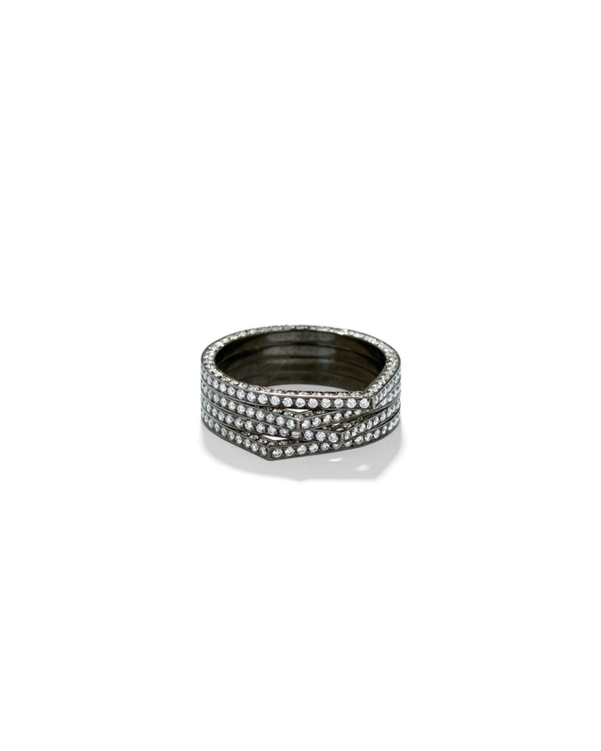Repossi Antifer Four-row Ring With Diamonds In 18k Gold in Black - Lyst