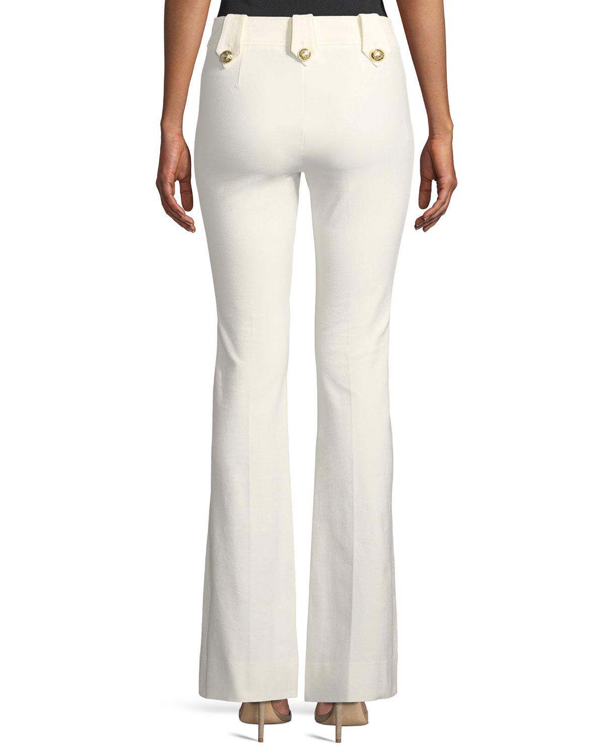 10 Crosby Derek Lam Flare Trousers W/ Sailor Buttons in White - Lyst