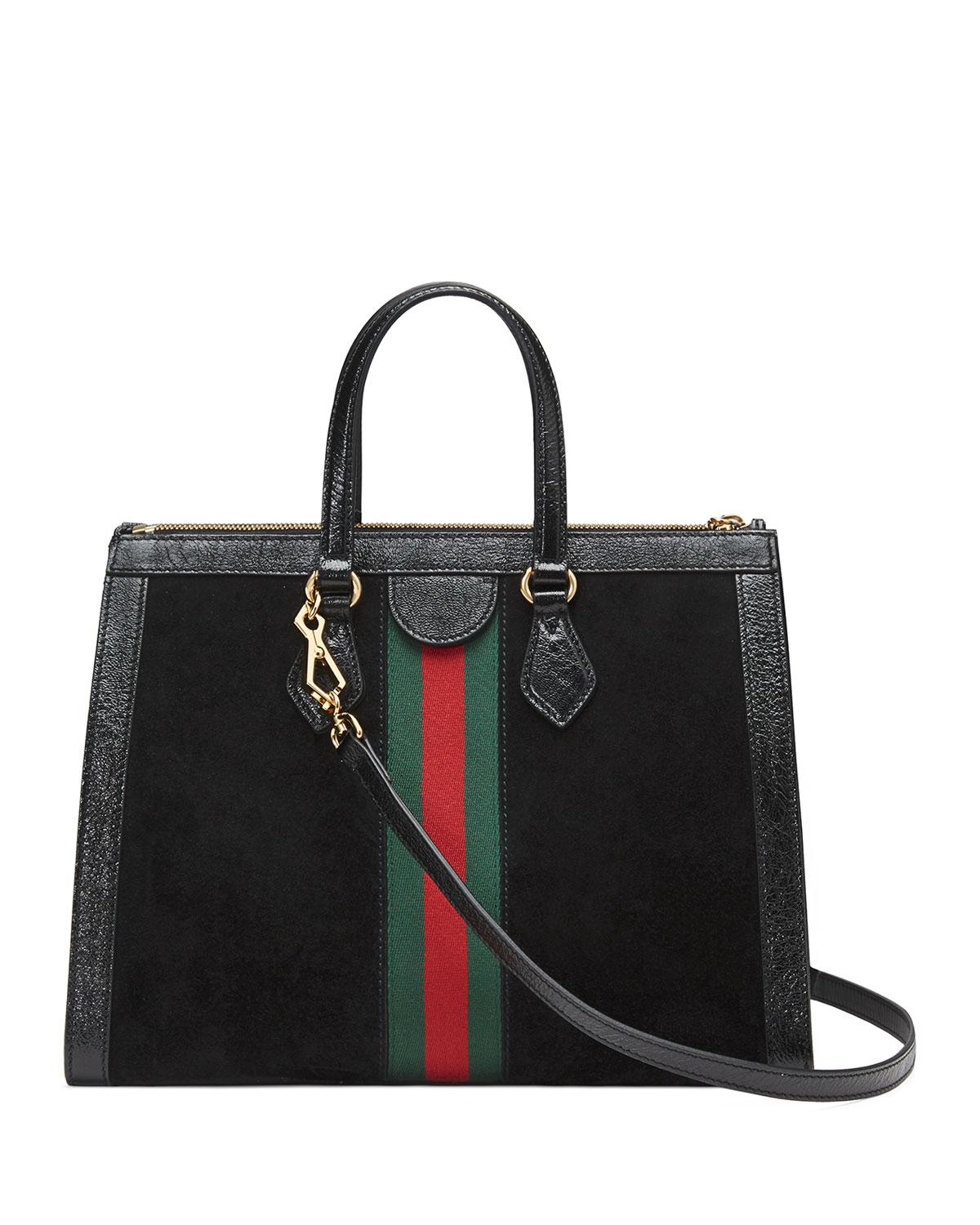 Gucci Ophidia Web Suede Top-handle Tote Bag in Black - Lyst