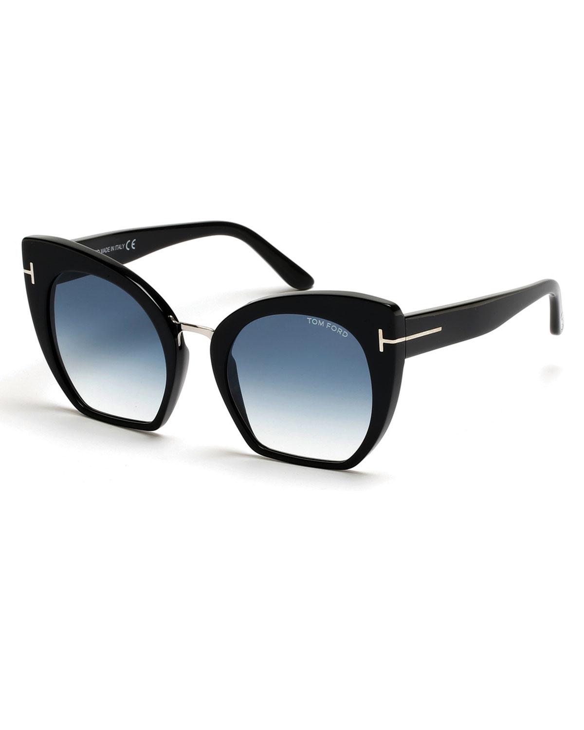 Tom Ford Samantha Cropped Cat Eye Sunglasses Black In Black Lyst