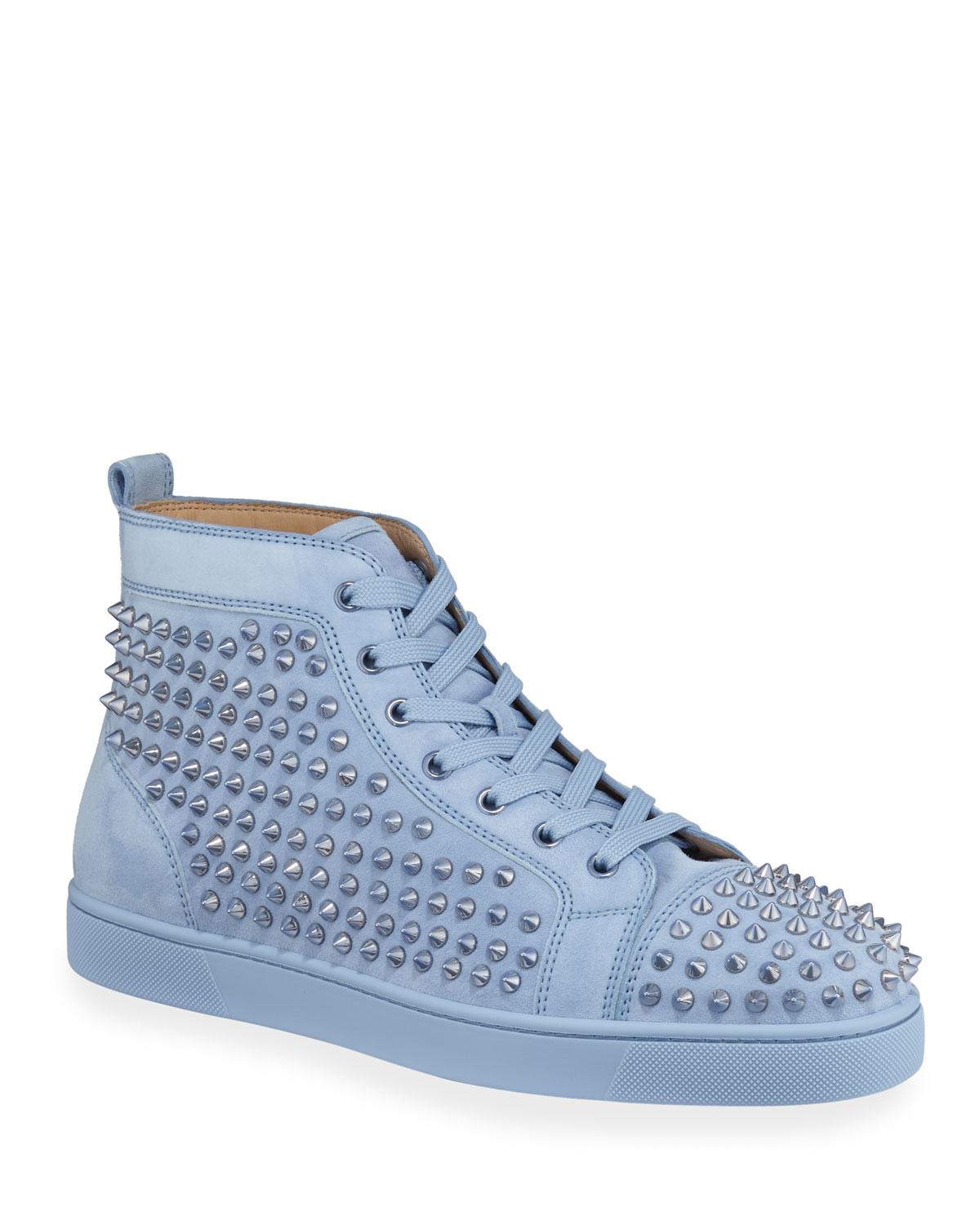 Christian Louboutin Men's Louis Spike-studded Suede Sneakers in Blue ...