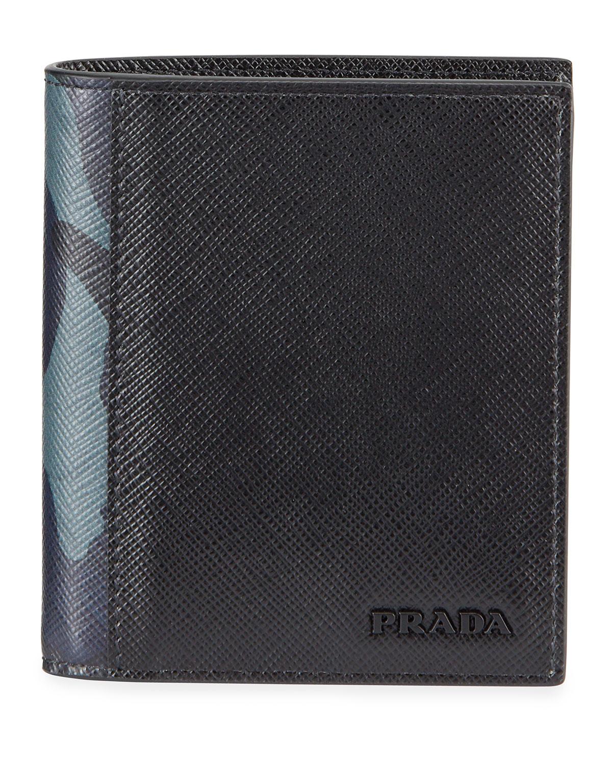 Prada Men's Saffiano Active Leather Wallet With Camouflage in Black for ...