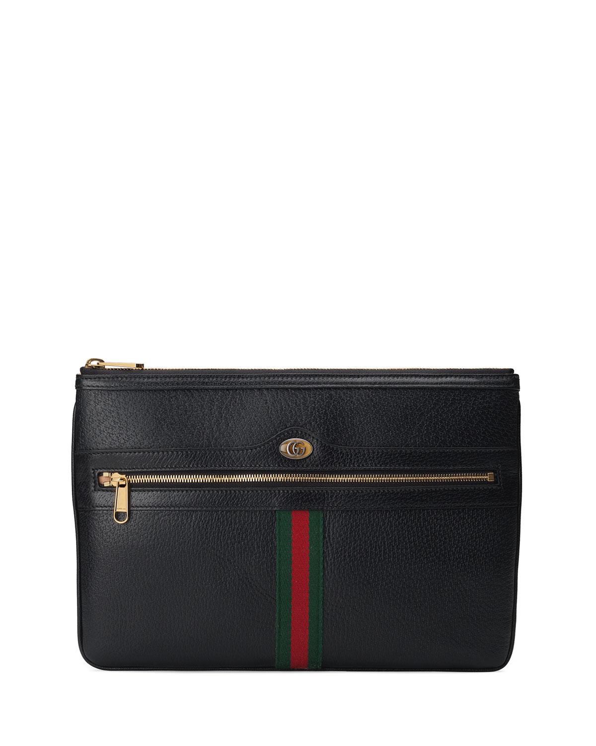 Gucci Ophidia Leather Pouch Wallet in Black - Lyst