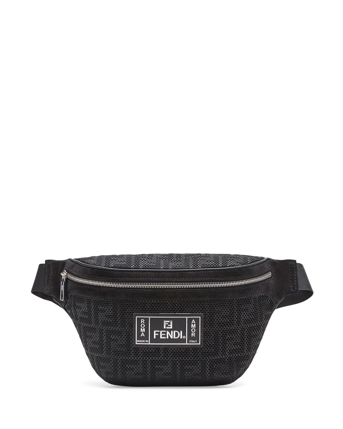 Fendi Men's Ff Perforated Belt Bag/fanny Pack in Black for Men Lyst