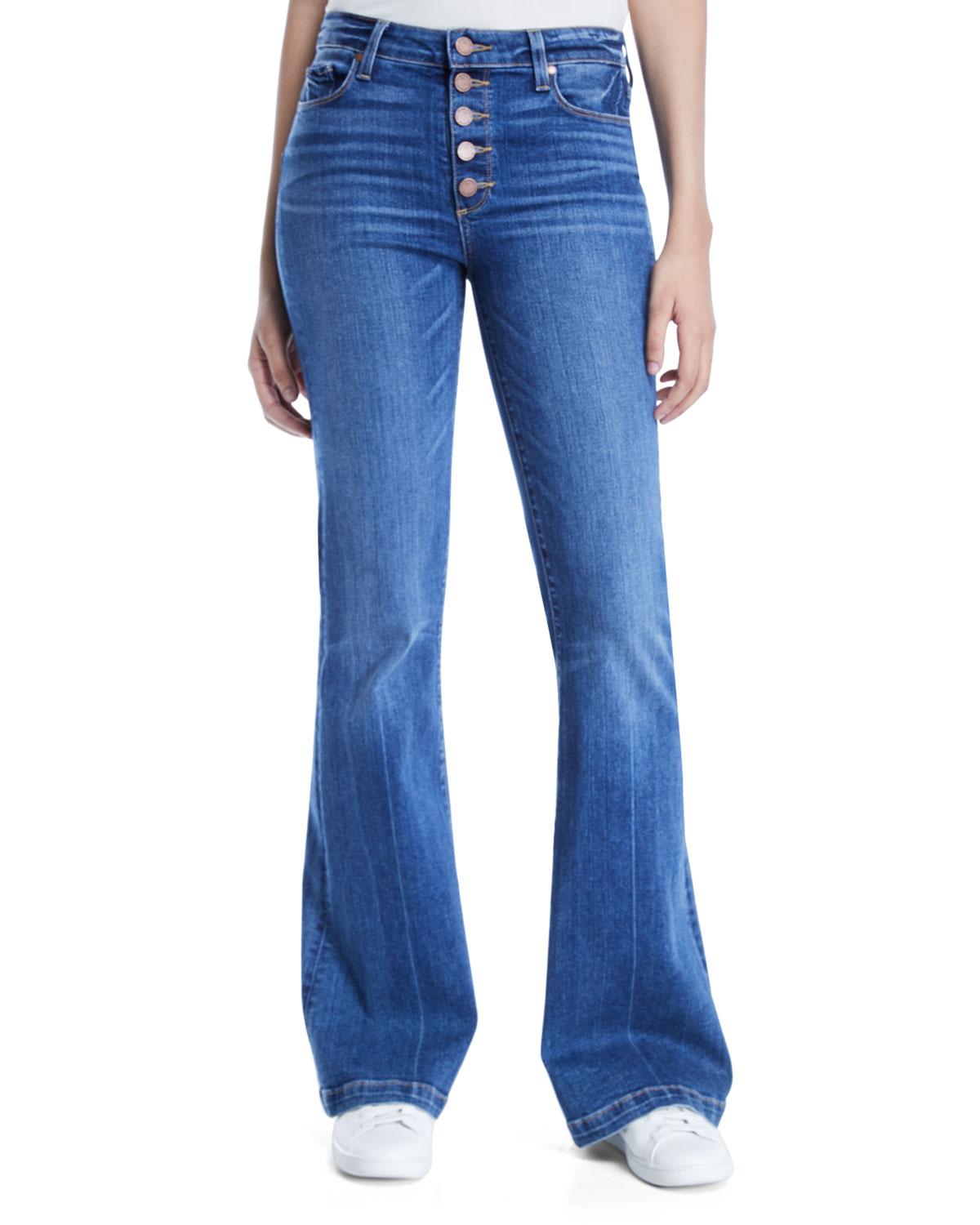 Lyst - Paige Genevieve Flare-leg Jeans With Button Fly in Blue