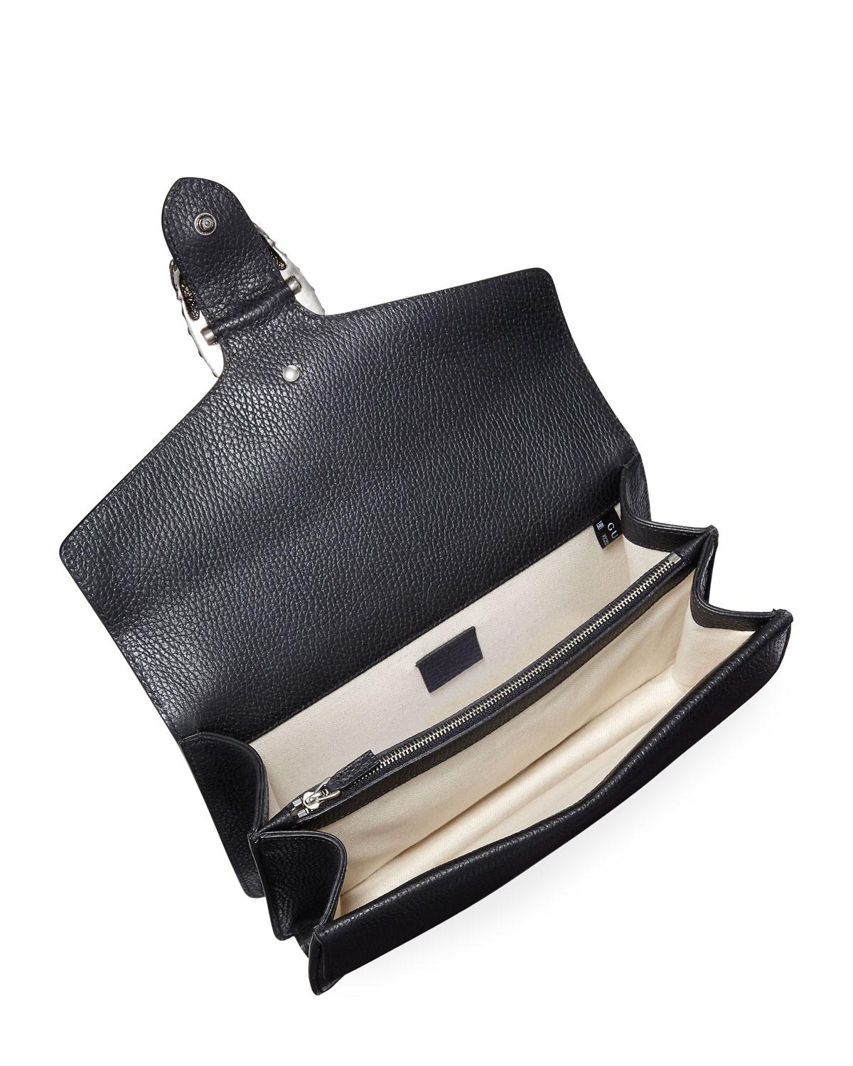 Lyst - Gucci Pebbled Leather Shoulder Bag in Black