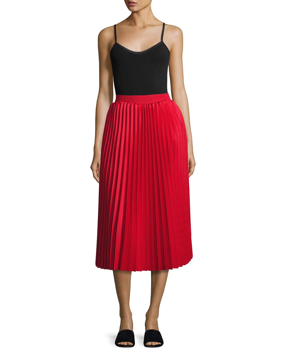 Lyst - Balenciaga Accordion-pleated Midi Skirt in Red