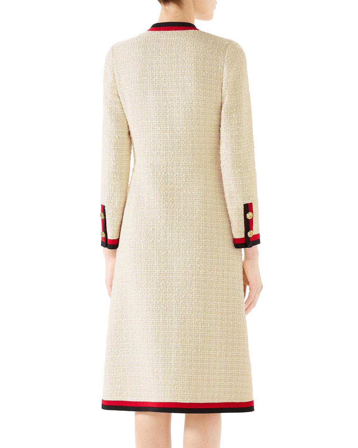 Lyst Gucci Ribbon Trim On Front Gauze Tweed Dress