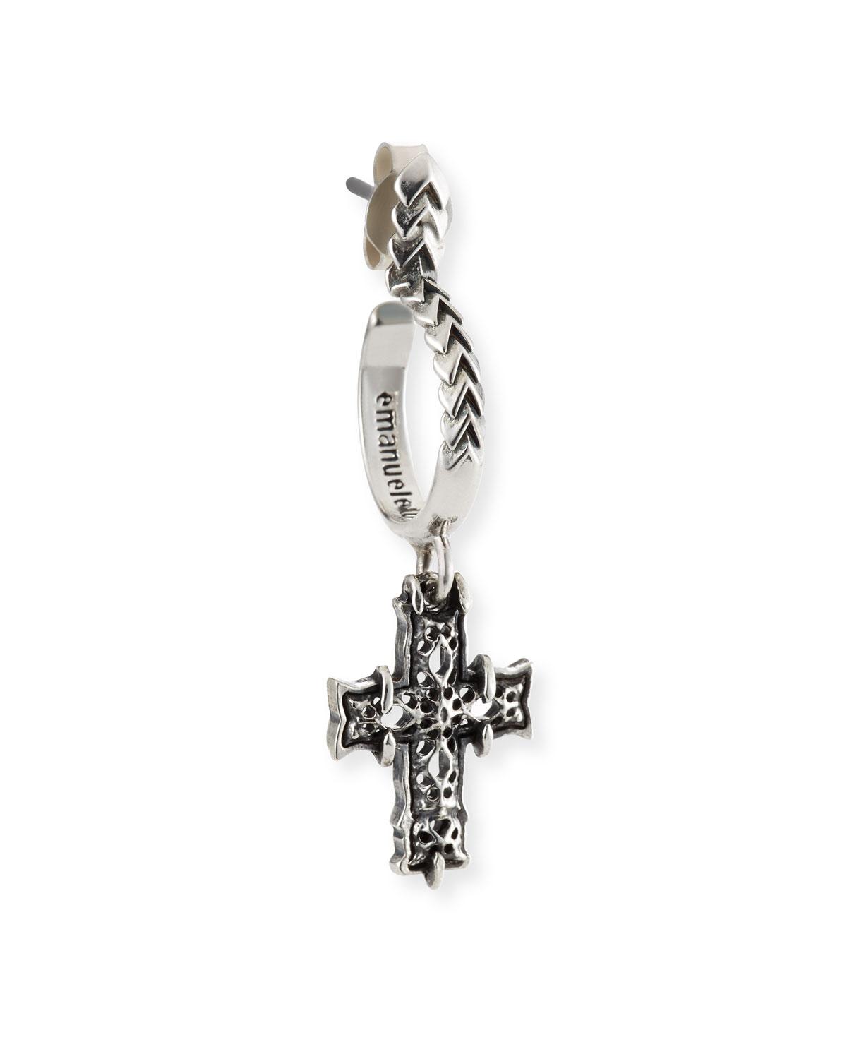 Emanuele Bicocchi Men S Hoop Earring W Cross Drop Single In Gallery