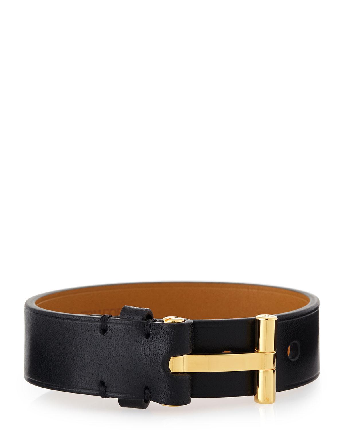 Tom ford Leather Nashville Bracelet in Black | Lyst