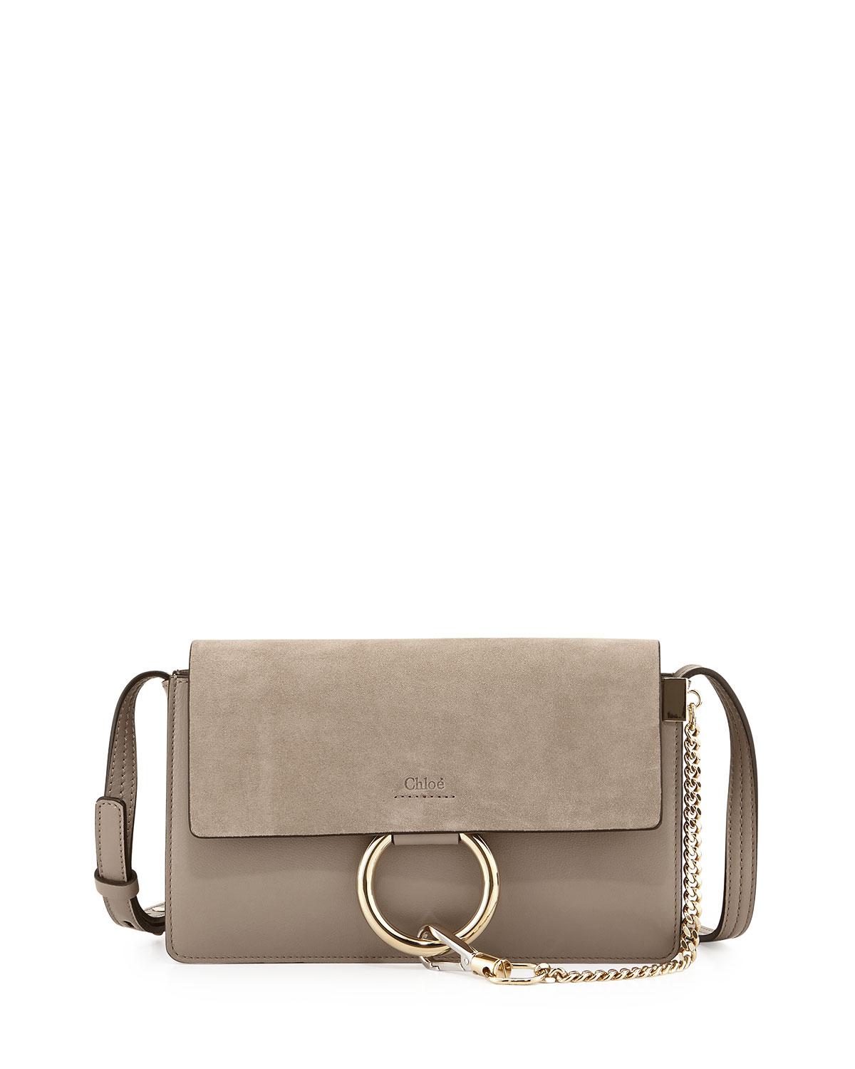 Chloé Faye Small Suede Shoulder Bag in Gray | Lyst