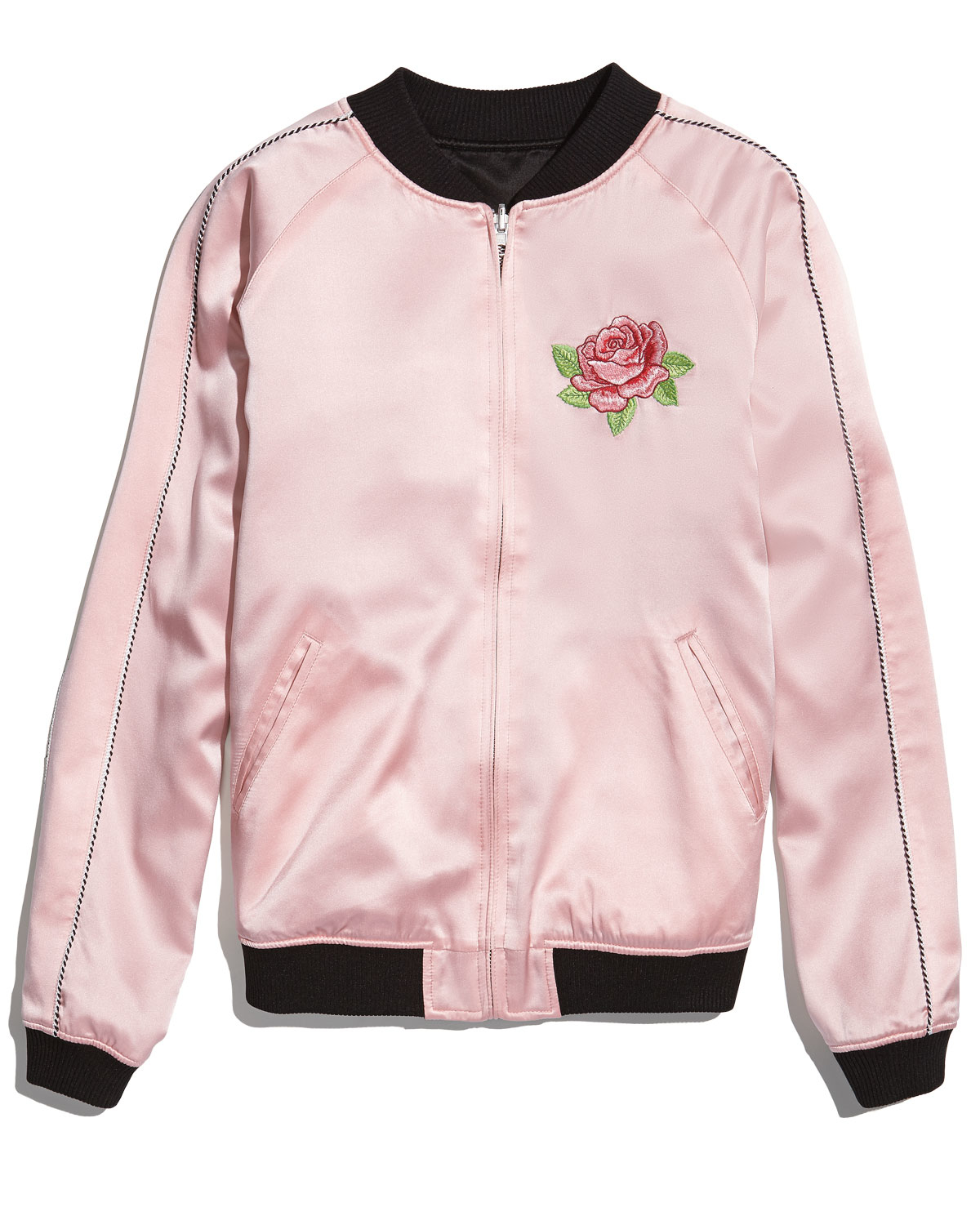 Lyst - Opening Ceremony Reversible Embroidered Silk Varsity Jacket in Pink
