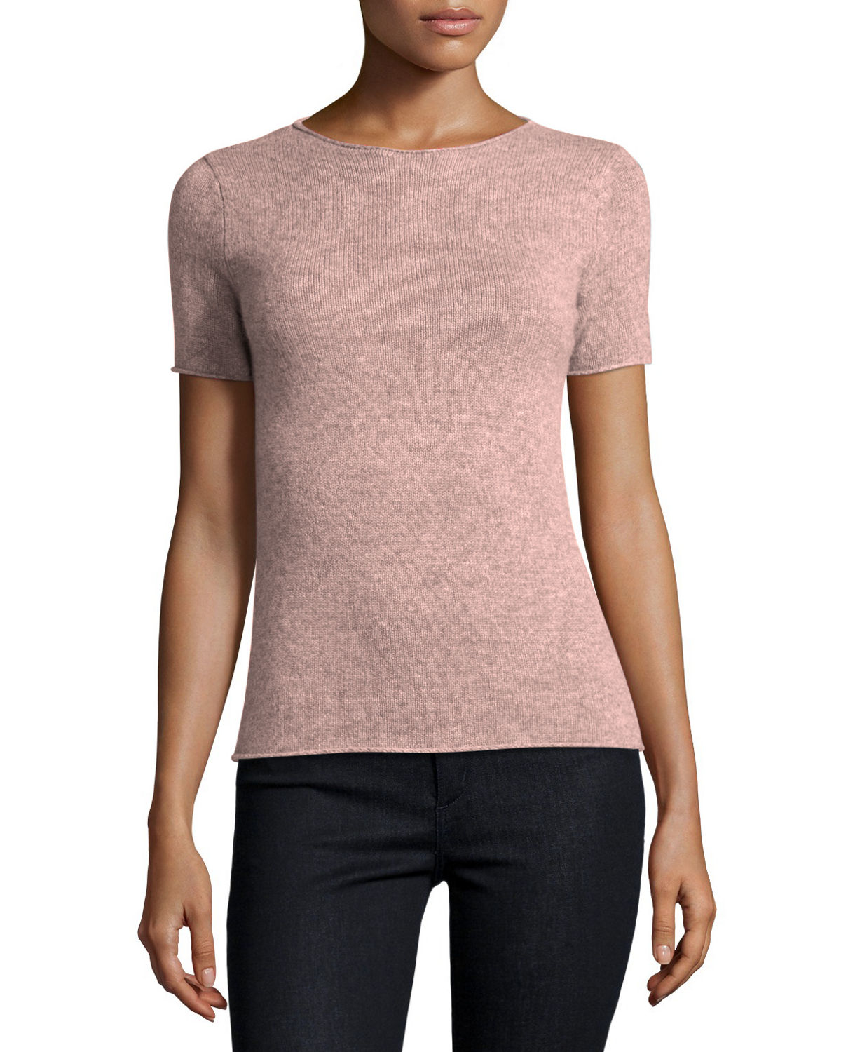 Lyst - Theory Tolleree Short-sleeve Cashmere Sweater in Pink