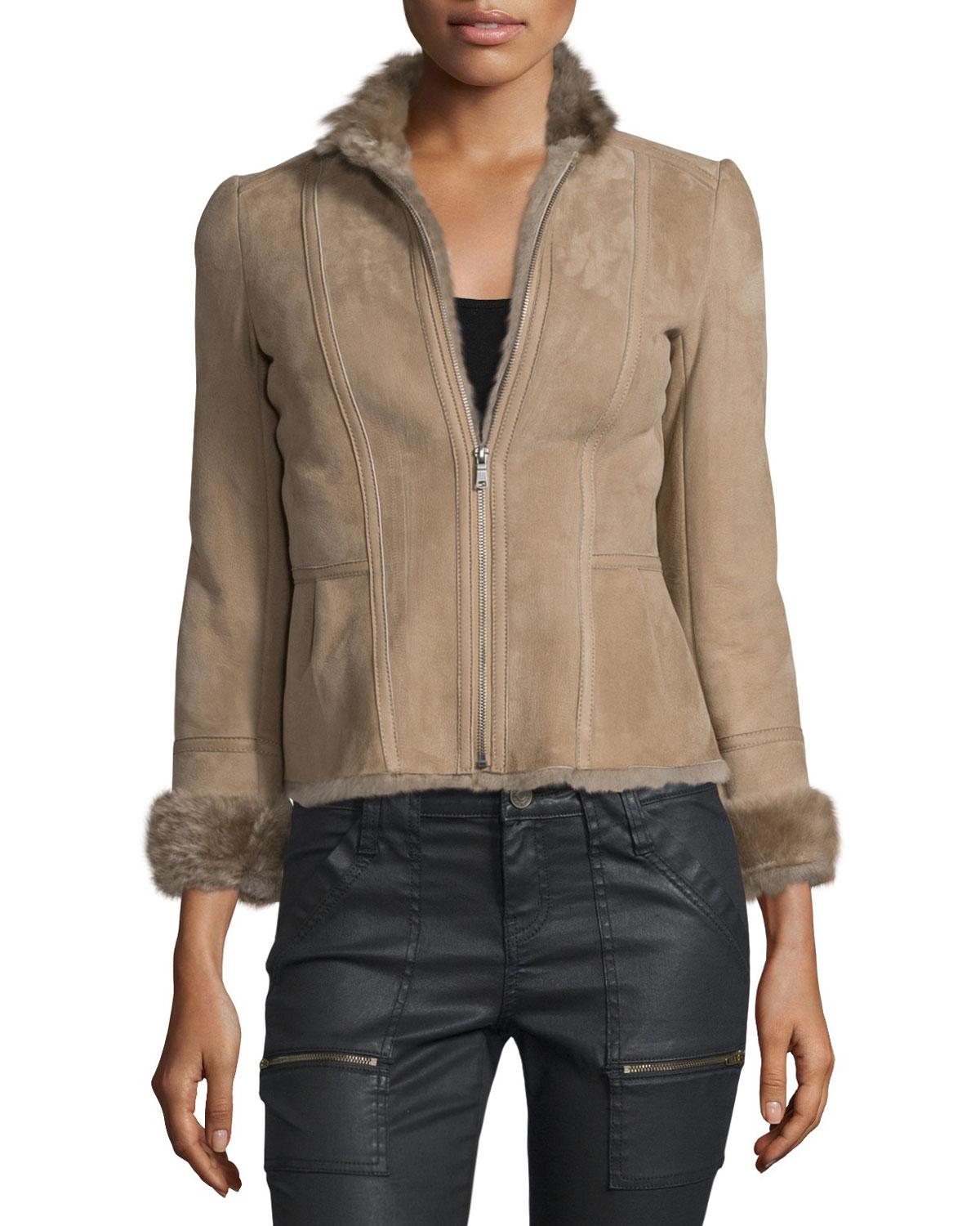 Joie Amica Shearling Lined Suede Jacket In Natural Lyst Gallery