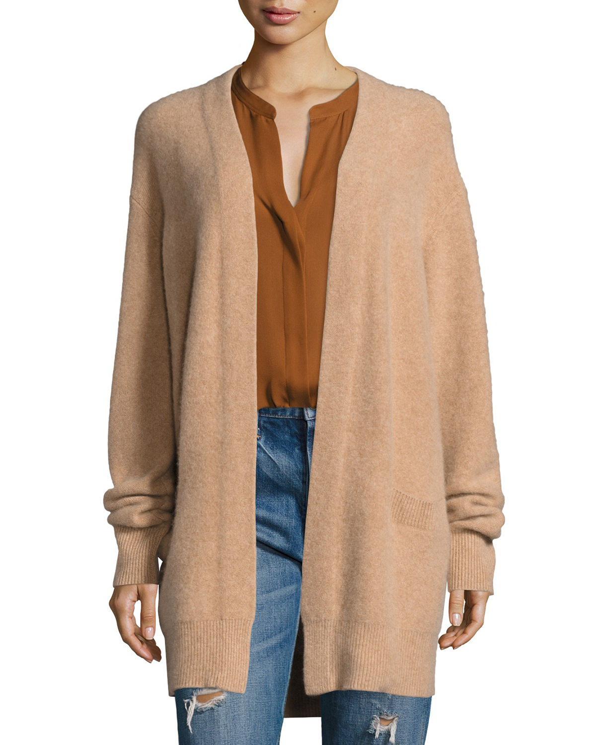  Vince  Boiled Cashmere Open front Long line Cardigan  Lyst