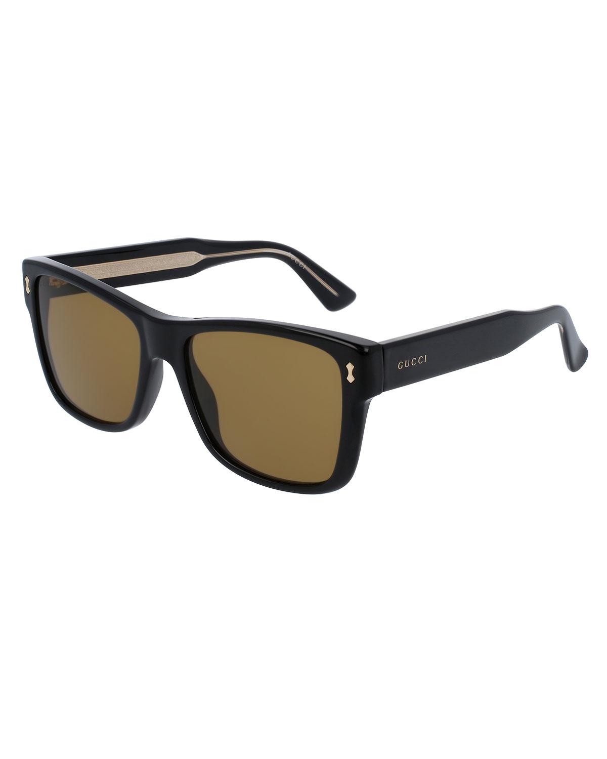 Gucci Mens Runway Acetate Rectangular Sunglasses In Black For Men Lyst 