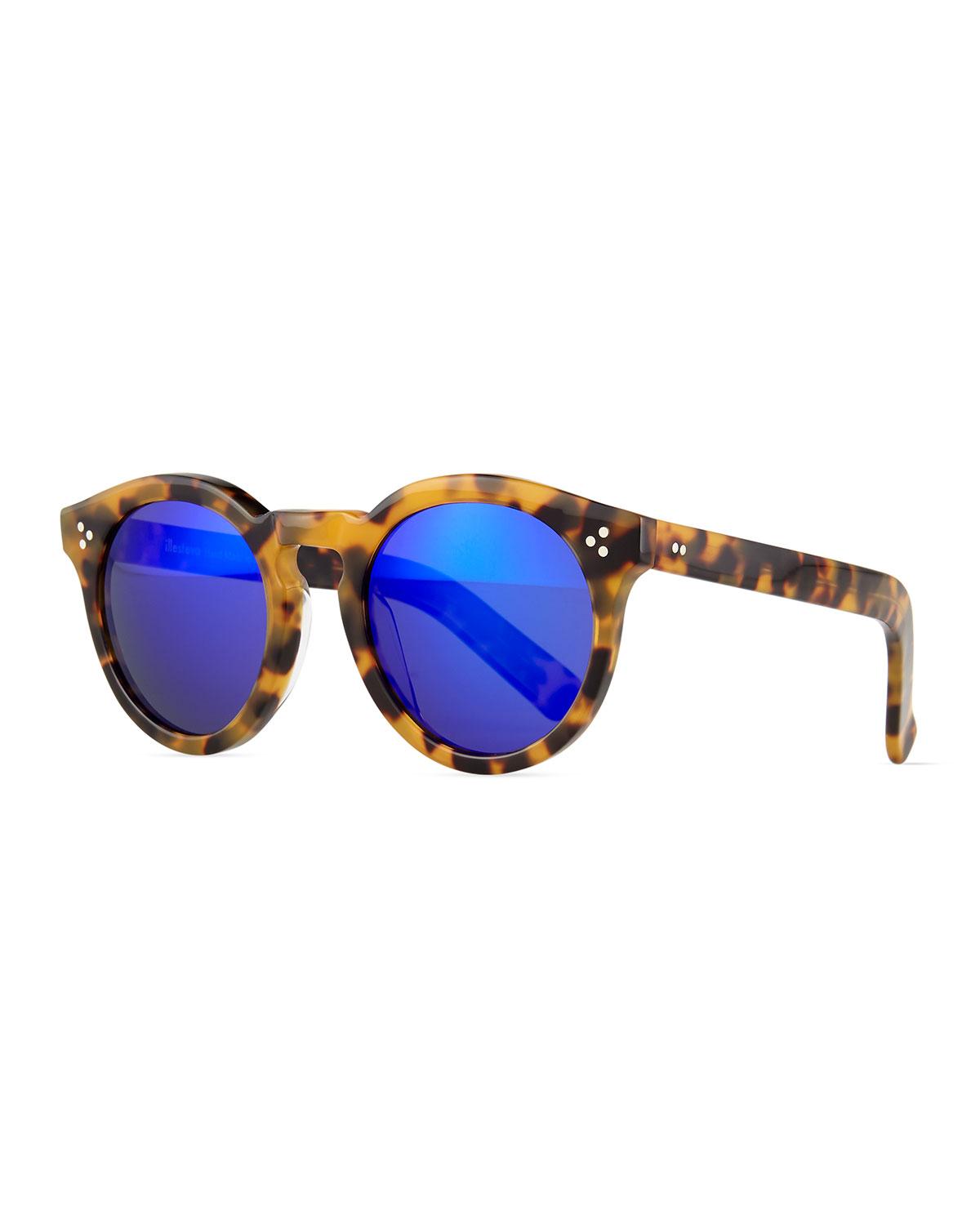 Illesteva Leonard Ii Round Sunglasses In Blue Lyst 