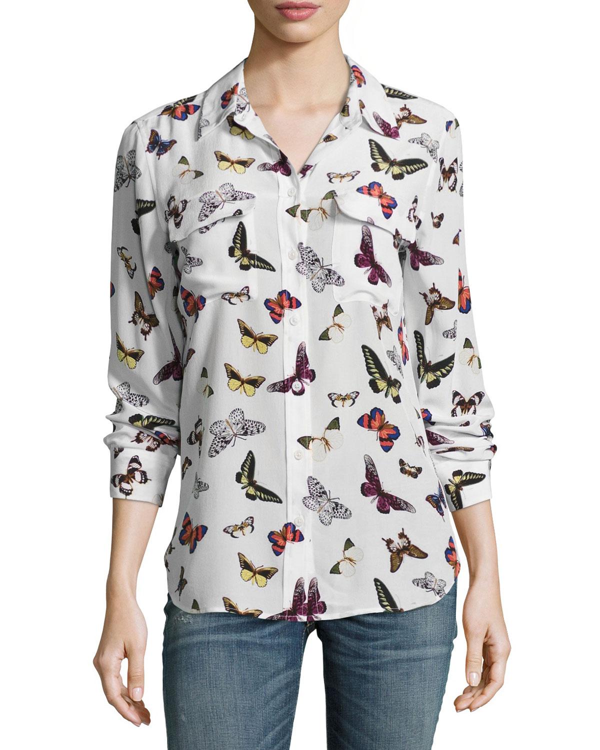 Equipment Slim Signature Butterfly-print Long-sleeve Shirt | Lyst