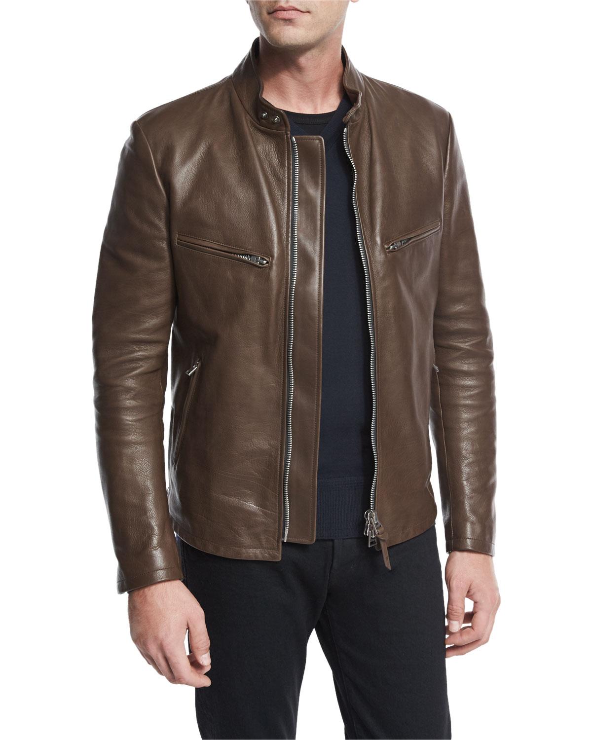 Men S Biker And Leather Jackets Now Lyst Tom Ford Leather Café Biker Jacket Lyst