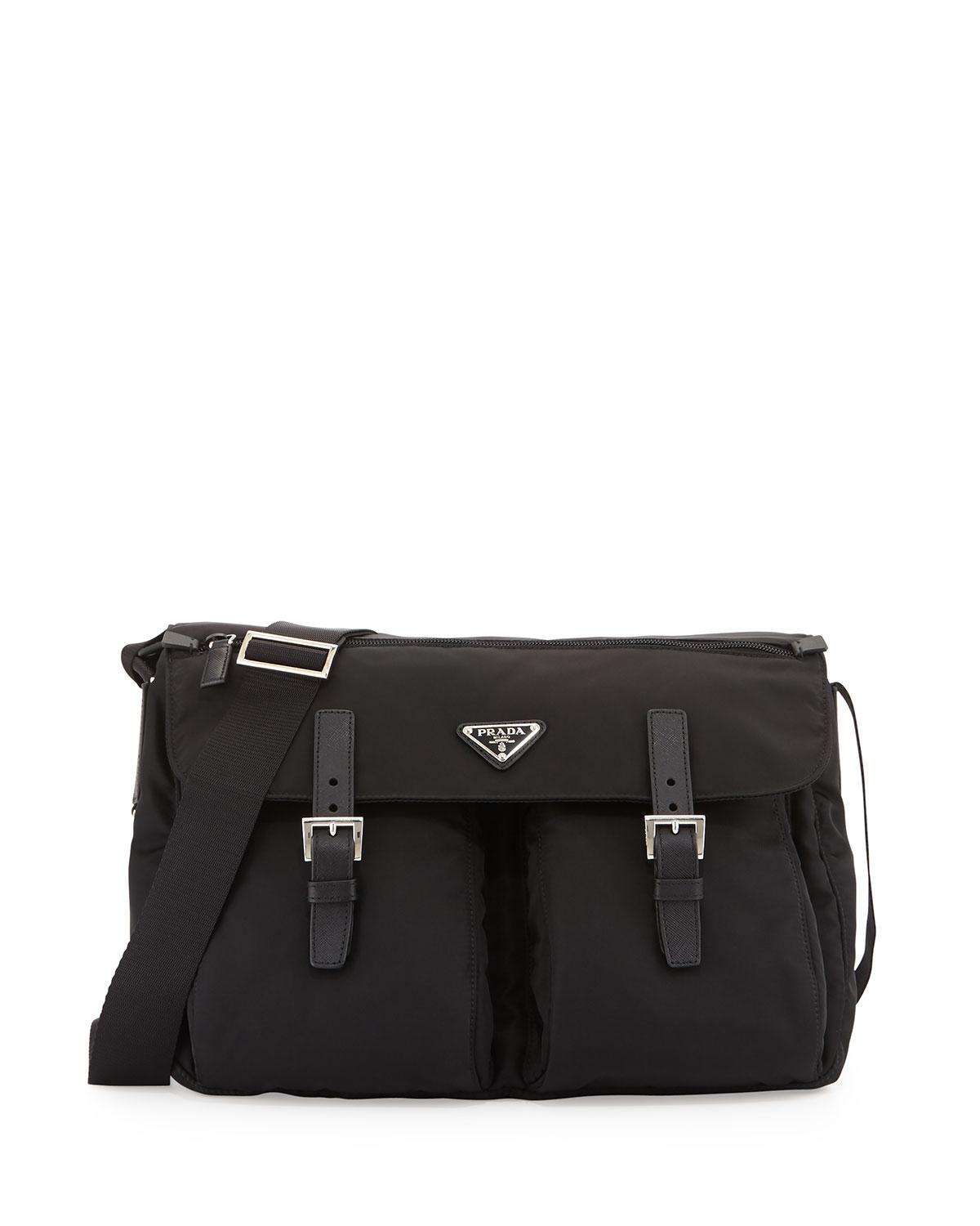 Prada Vela Buckled Messenger Bag in Black Save 33 Lyst