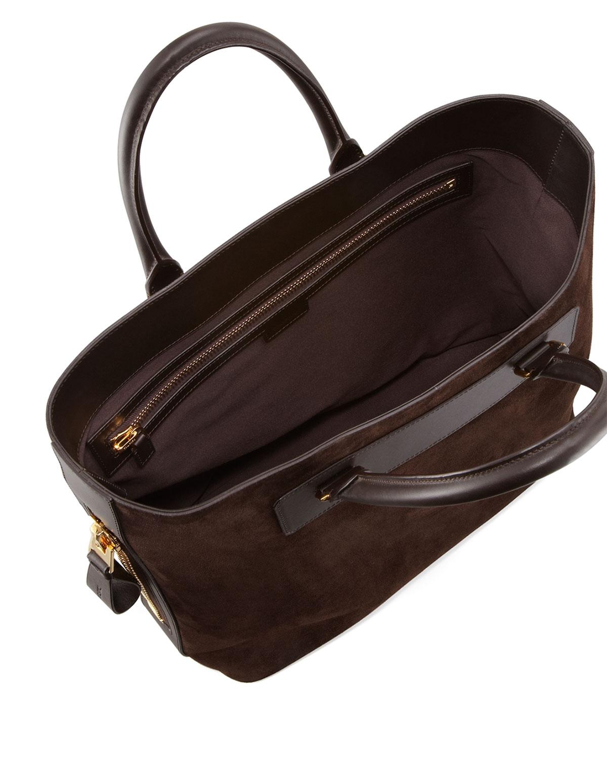 Lyst Tom Ford Suede Sidezip Tote Bag in Brown