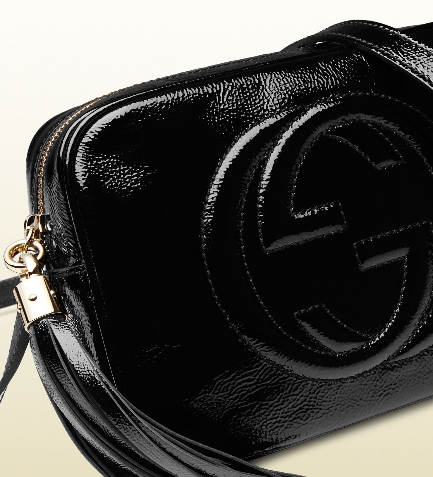 Lyst - Gucci Soho Soft Patent Leather Disco Bag in Black