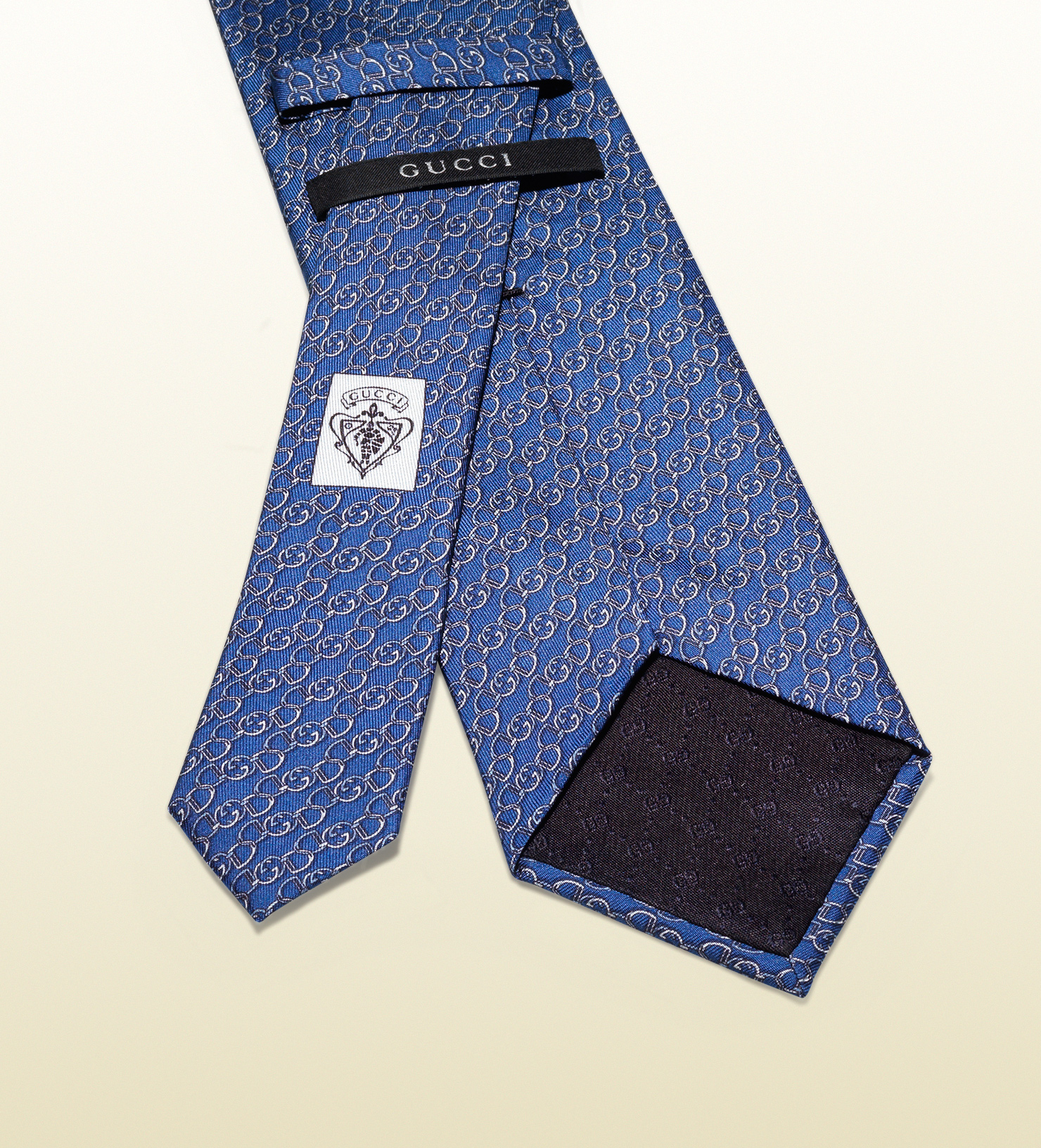 Gucci Gg Horsebit Pattern Silk Twill Tie in Blue for Men | Lyst