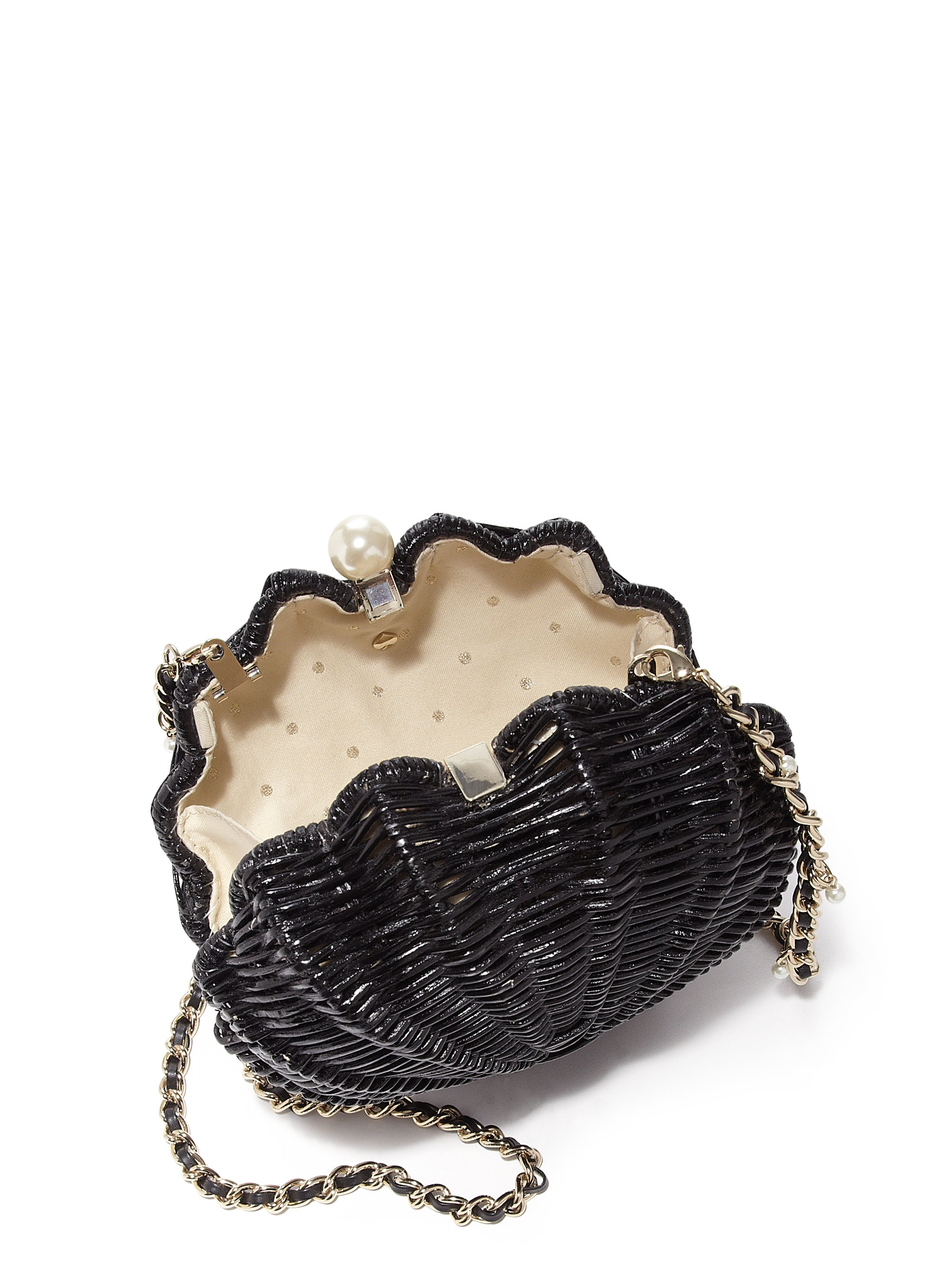 Kate spade new york Splash Out Wicker Clam Shell Crossbody Bag in Black Lyst