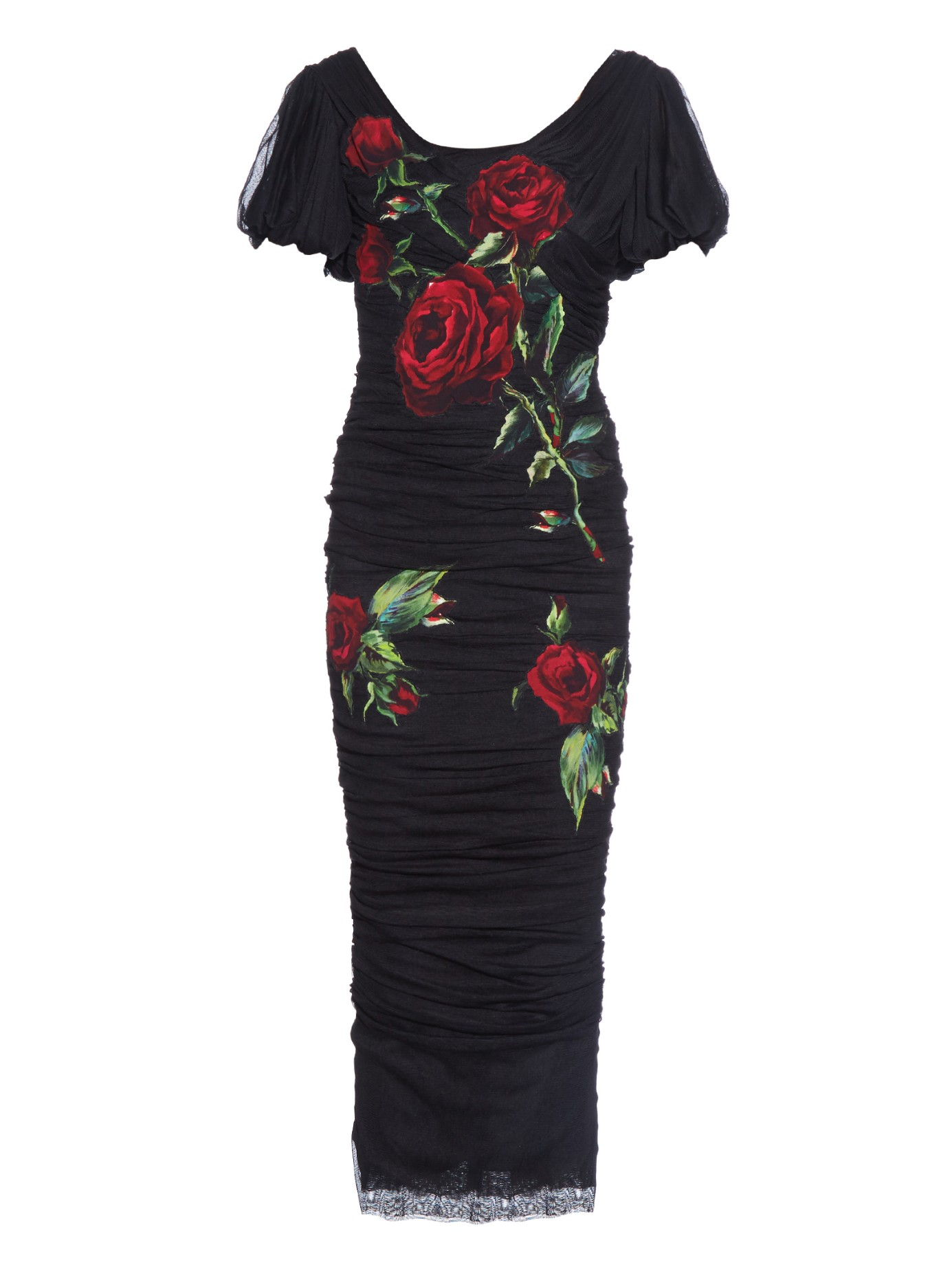 black dress with roses on it