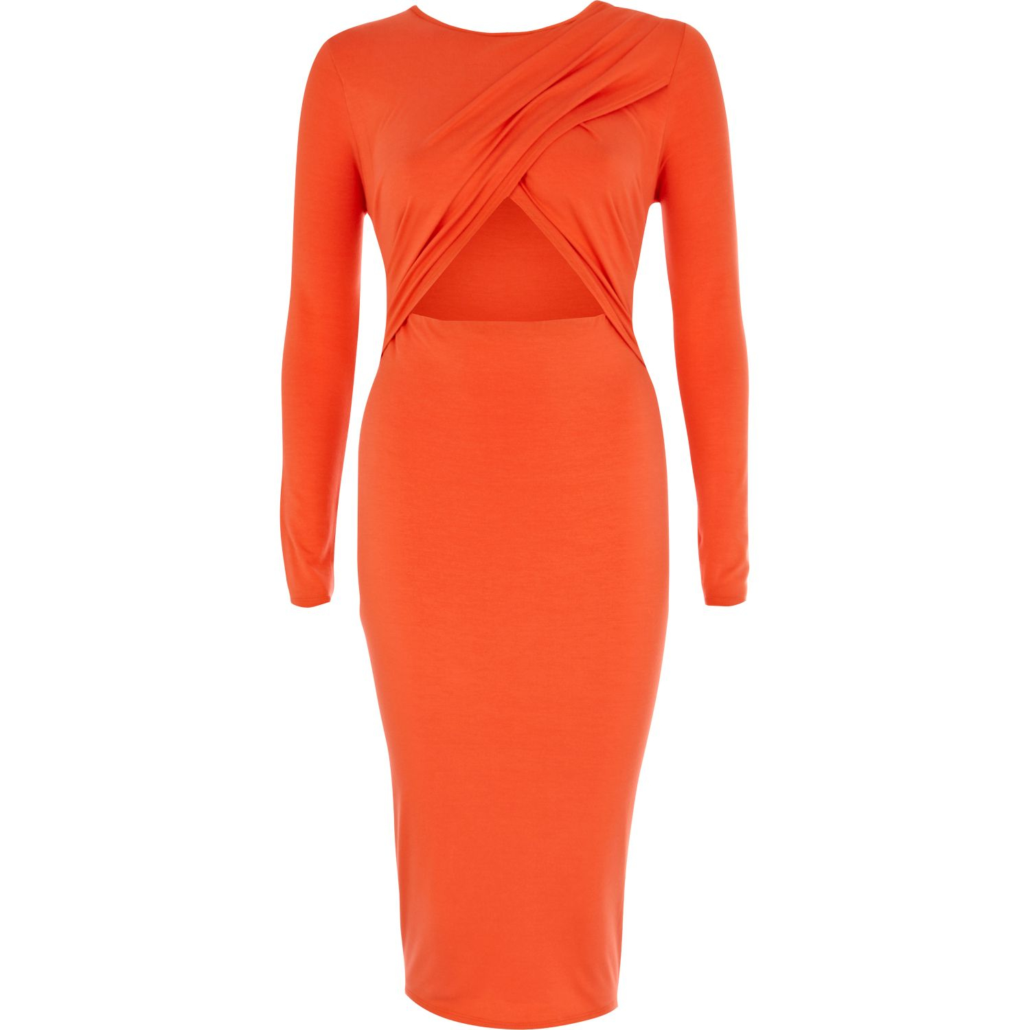 River Island Orange Cut Out Wrap Dress in Orange | Lyst