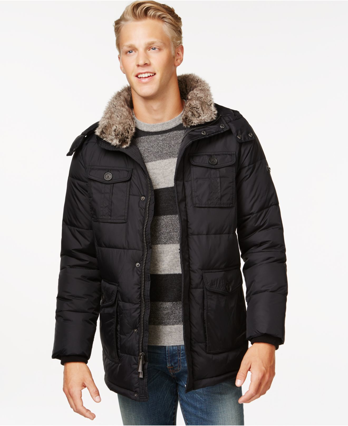 Calvin Klein Packable Hooded Parka in Black for Men - Lyst