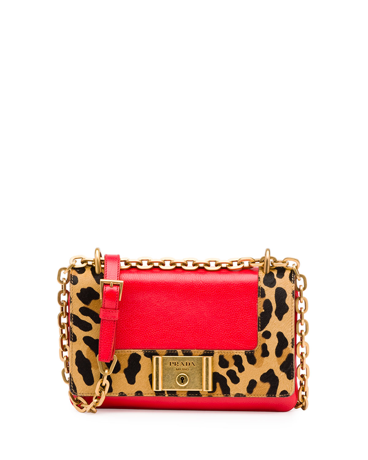 Prada Leopard-Print Chain Shoulder Bag in Red (LACCA + MIELE) | Lyst  