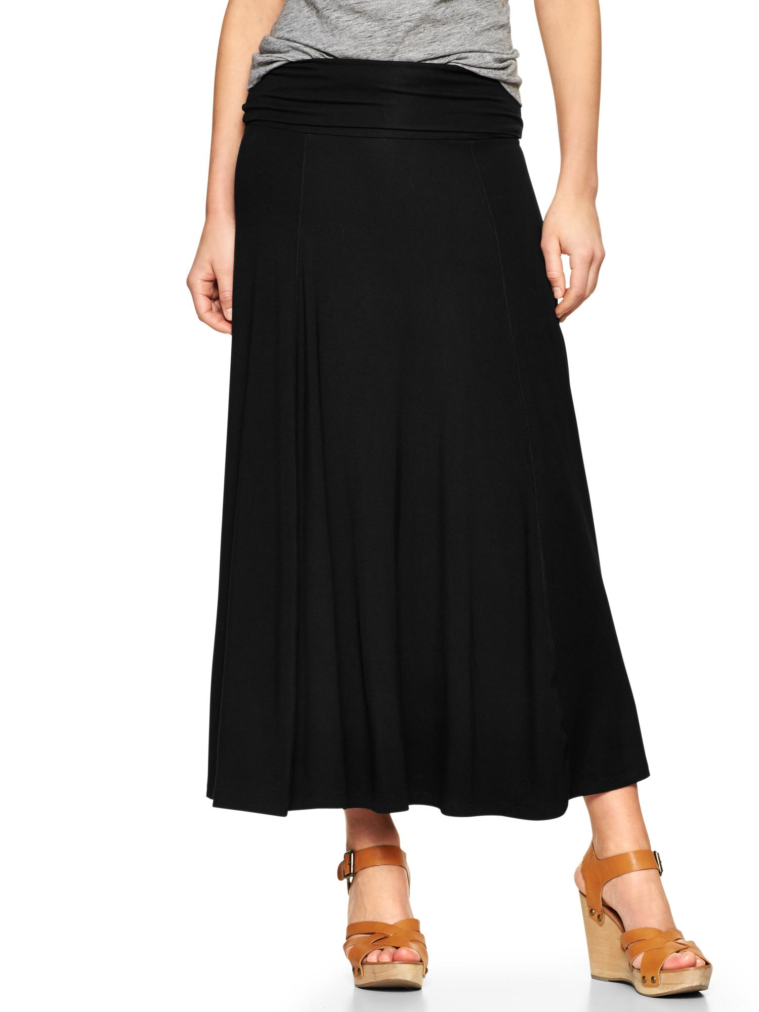 Gap Foldover Maxi Skirt in Black - Lyst
