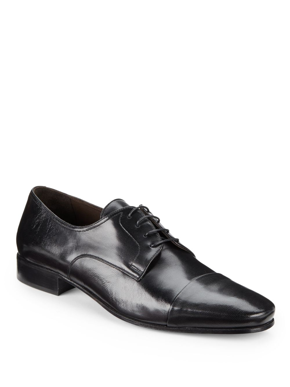 Bruno Magli Martico Leather Cap-Toe Dress Shoes in Black for Men | Lyst