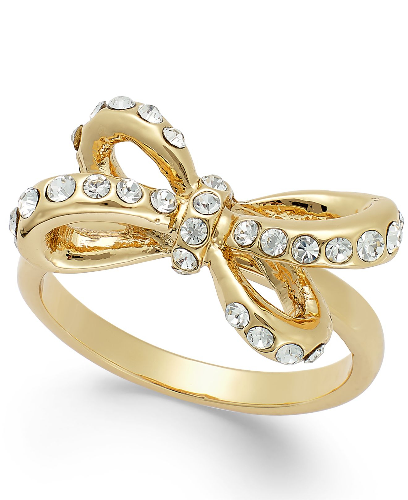 Kate spade new york GoldTone Crystal Pavé Bow Ring in Metallic Lyst