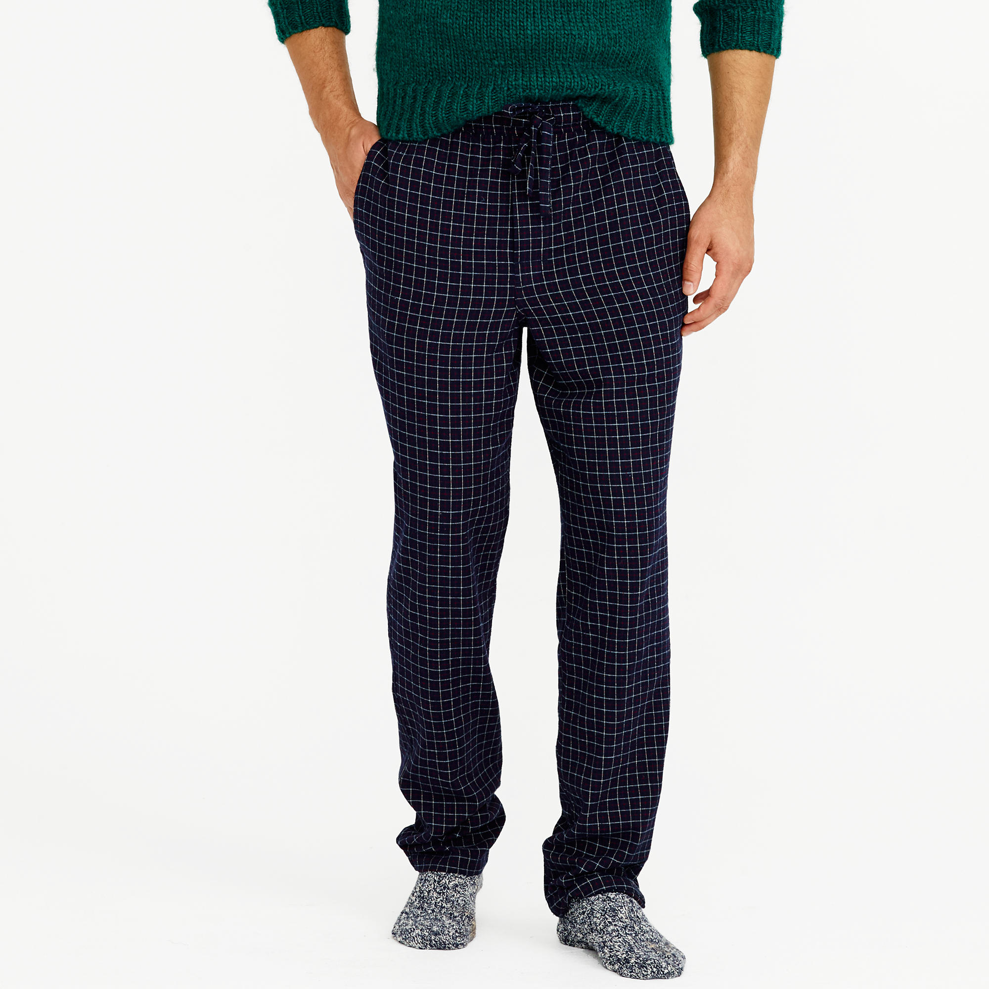 Lyst J.Crew Flannel Pajama Pant In Navy Grid in Blue for Men