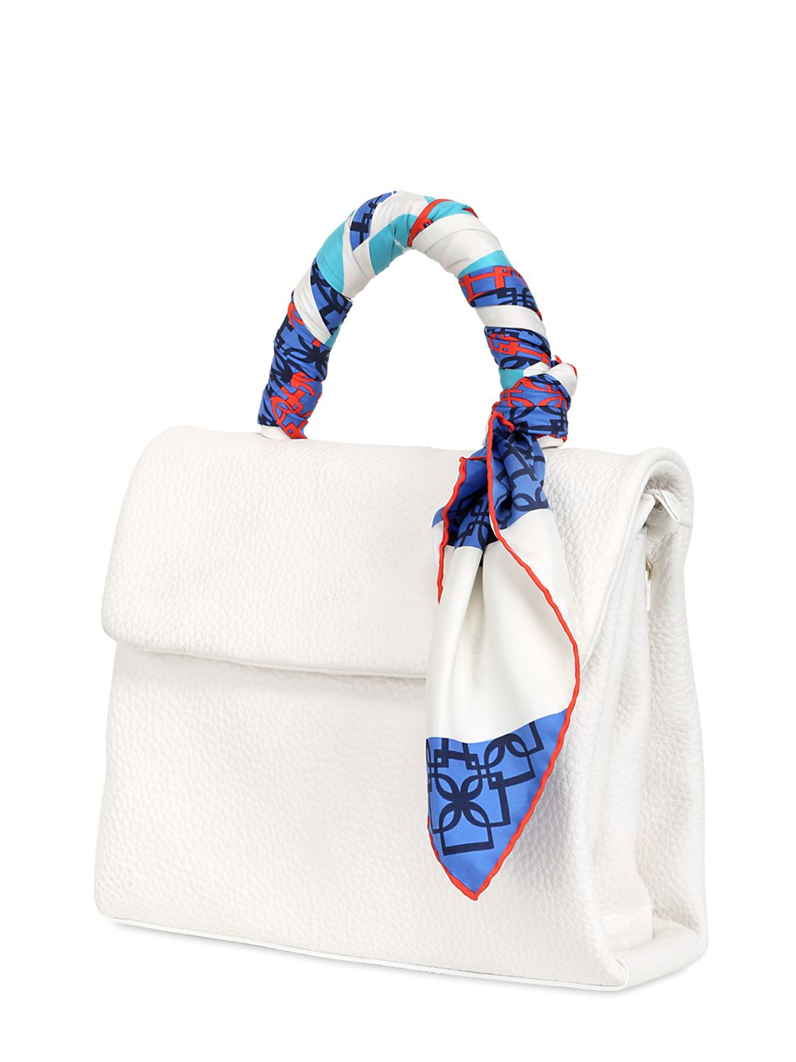 Desmo Diana Leather Top Handle Bag with Scarf in White - Lyst