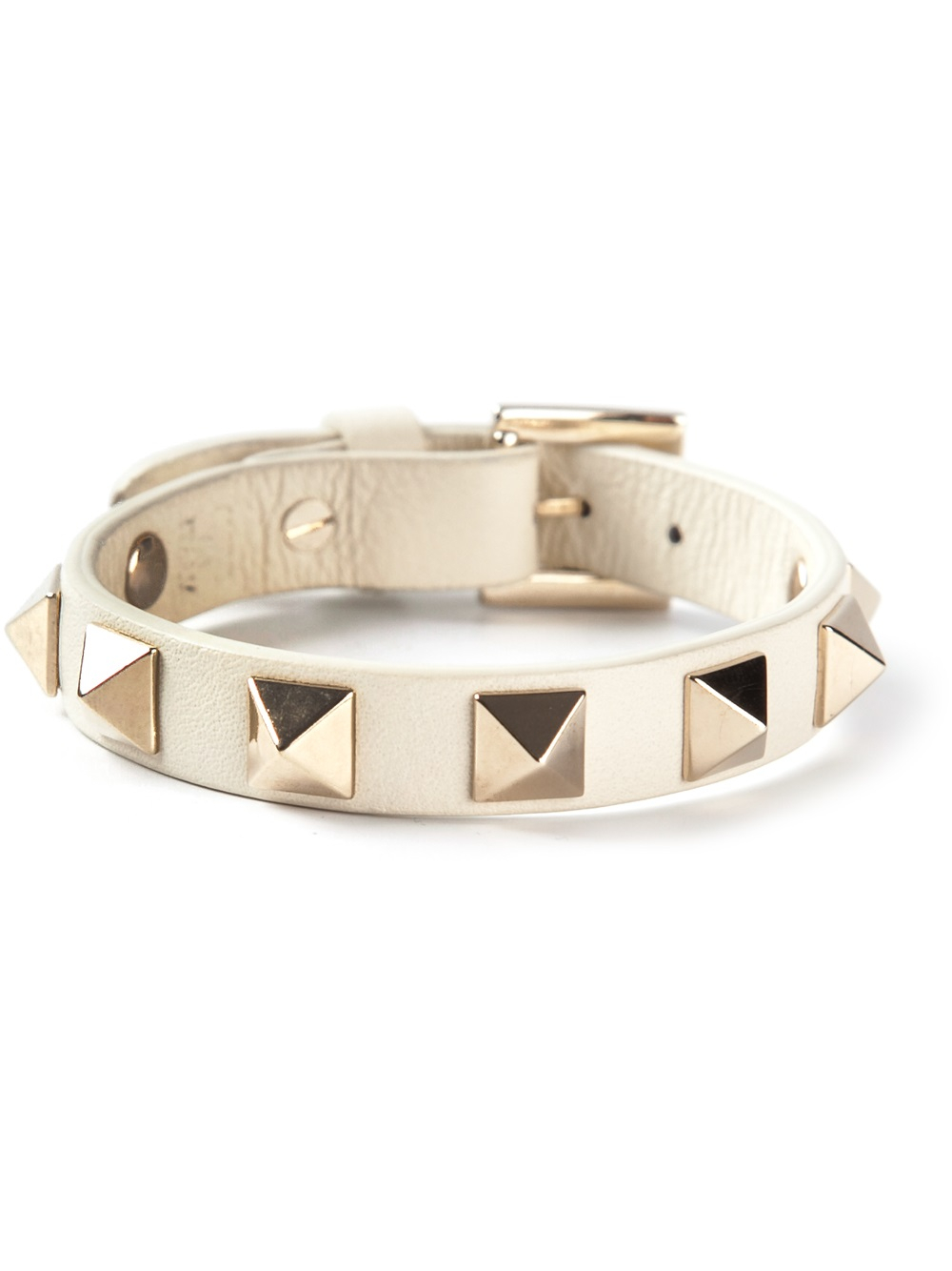 Lyst - Valentino Rockstud Bracelet in White