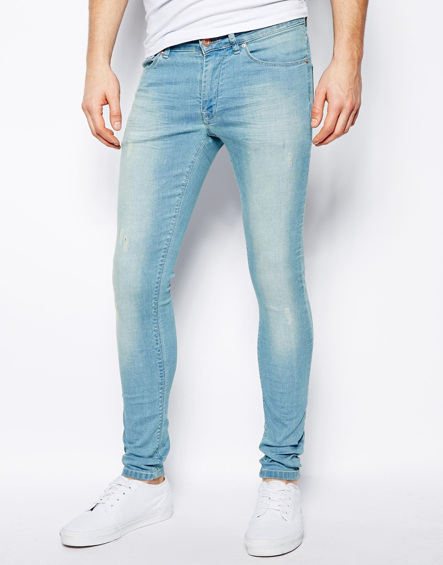 Lyst Asos Extreme Super Skinny Jean In Light Wash In Blue For Men 0588