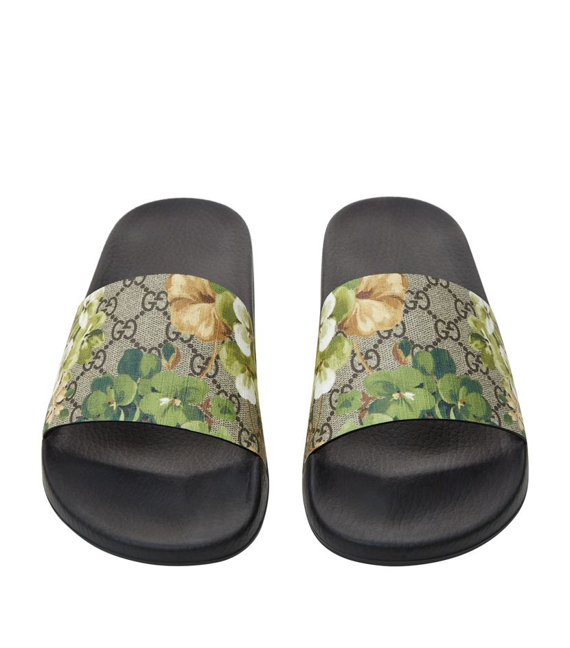 Gucci Pursuit Floral Slider in Green | Lyst