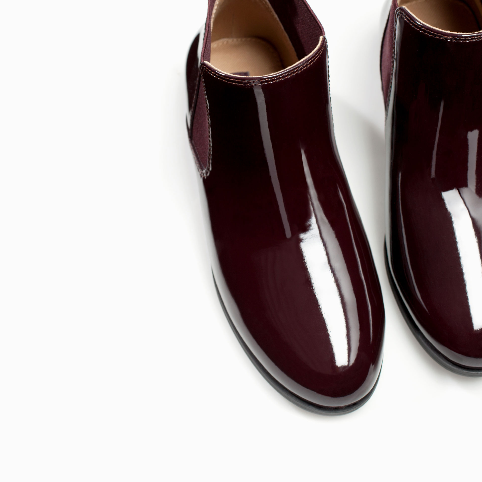 zara red patent leather booties