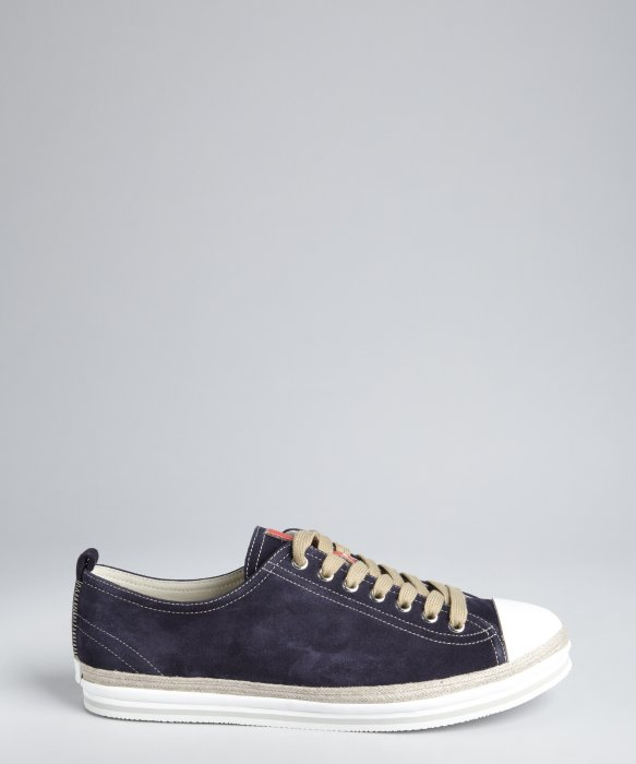 navy blue prada trainers