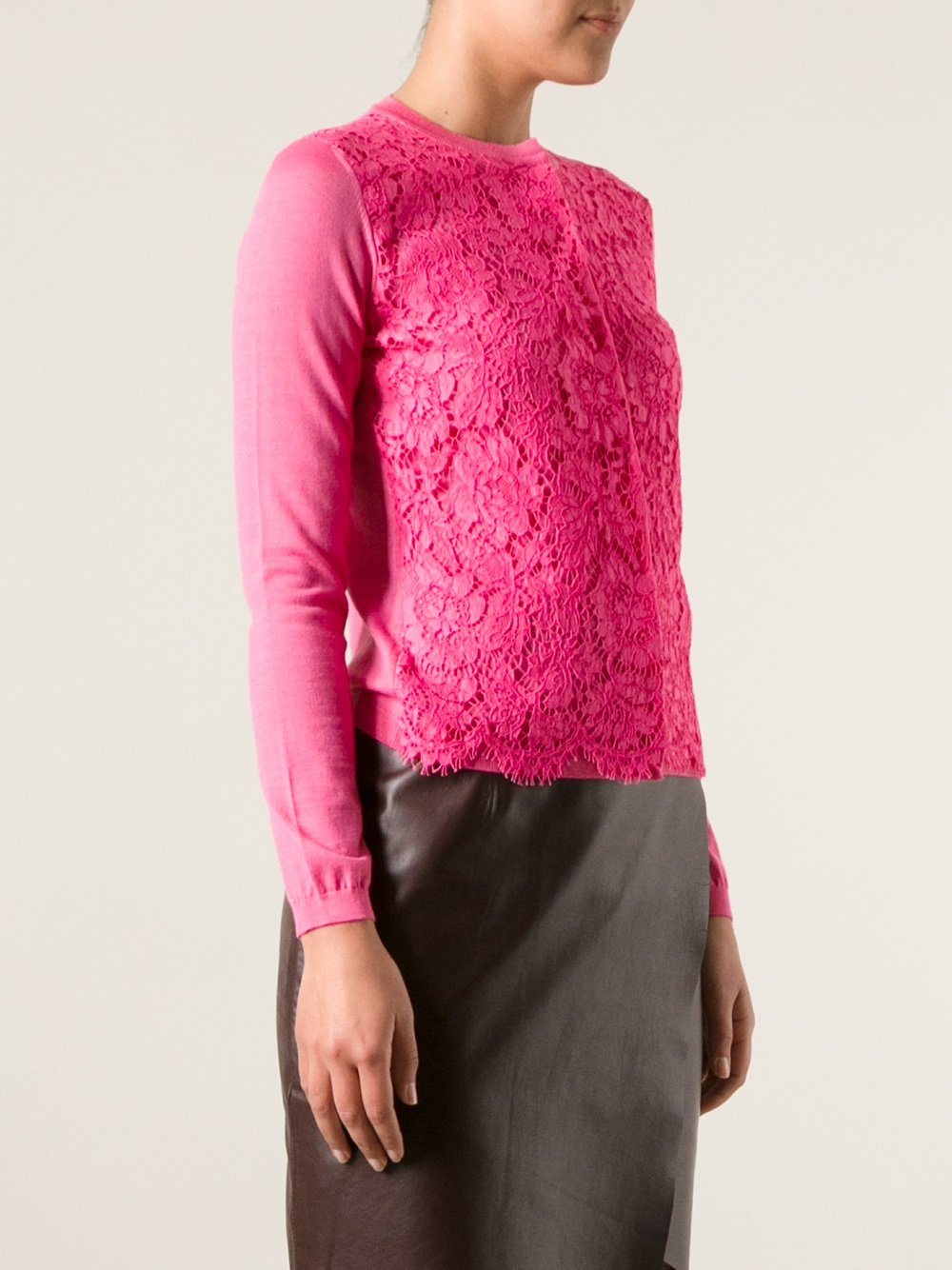 Valentino Lace Front Cardigan in Pink Lyst